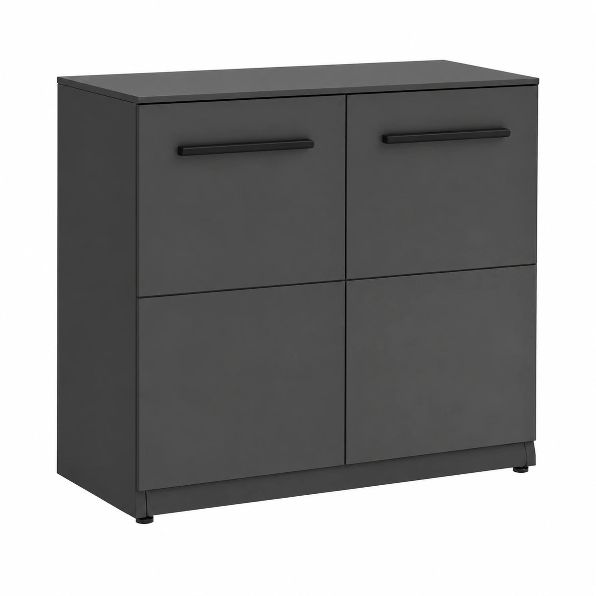 Armoire, avec portes, en acier, coloris noir, 90 x 110 x 60 cm, pour la chambre
