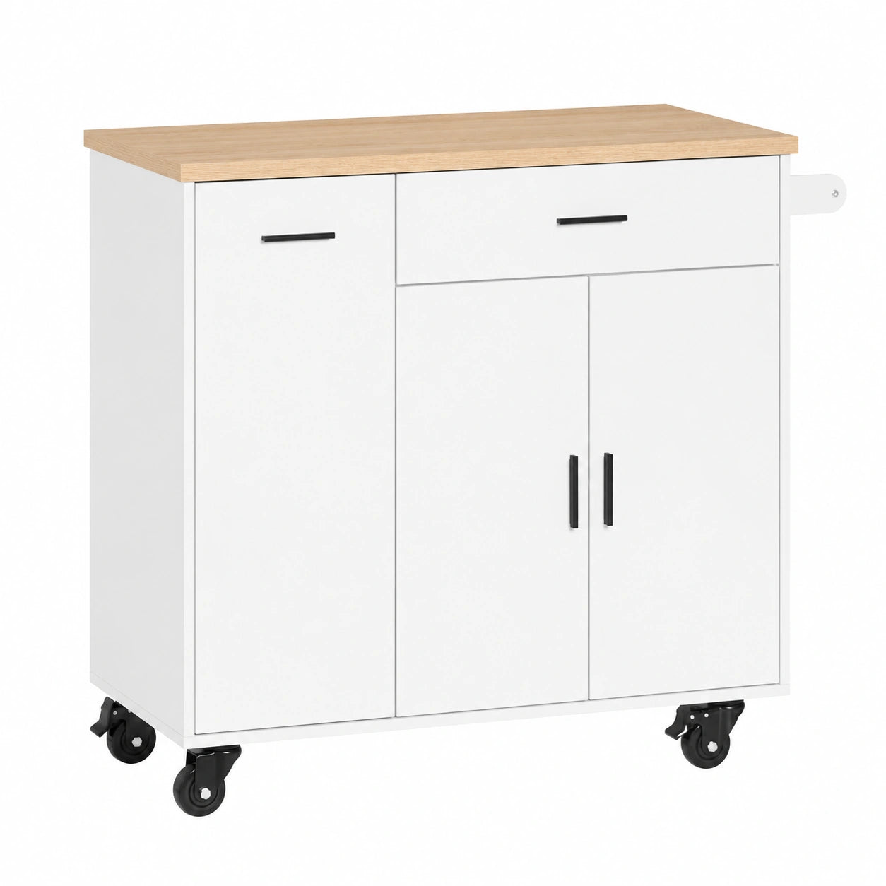 Ensemble de meubles de cuisine, avec rangement, avec tiroirs, sur roulettes, coloris blanc, 105 x 46 x 92 cm, pour la cuisine
