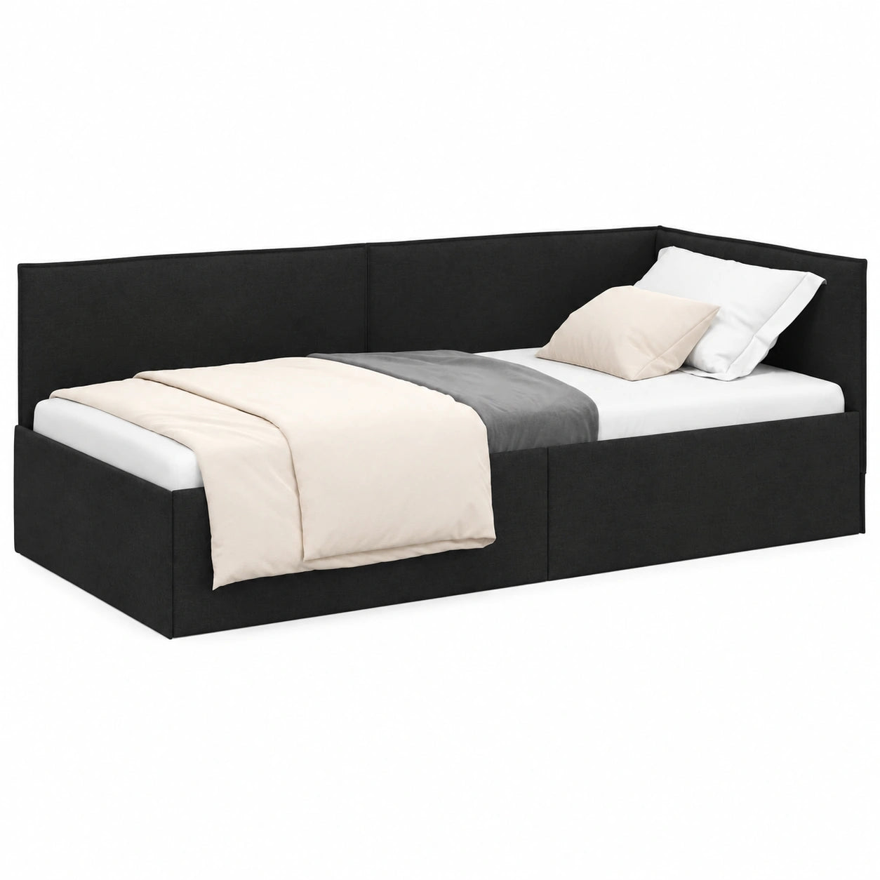 Canapé convertible, en tissu, coloris noir, 80 x 200 cm, pour le salon ou la chambre d’amis