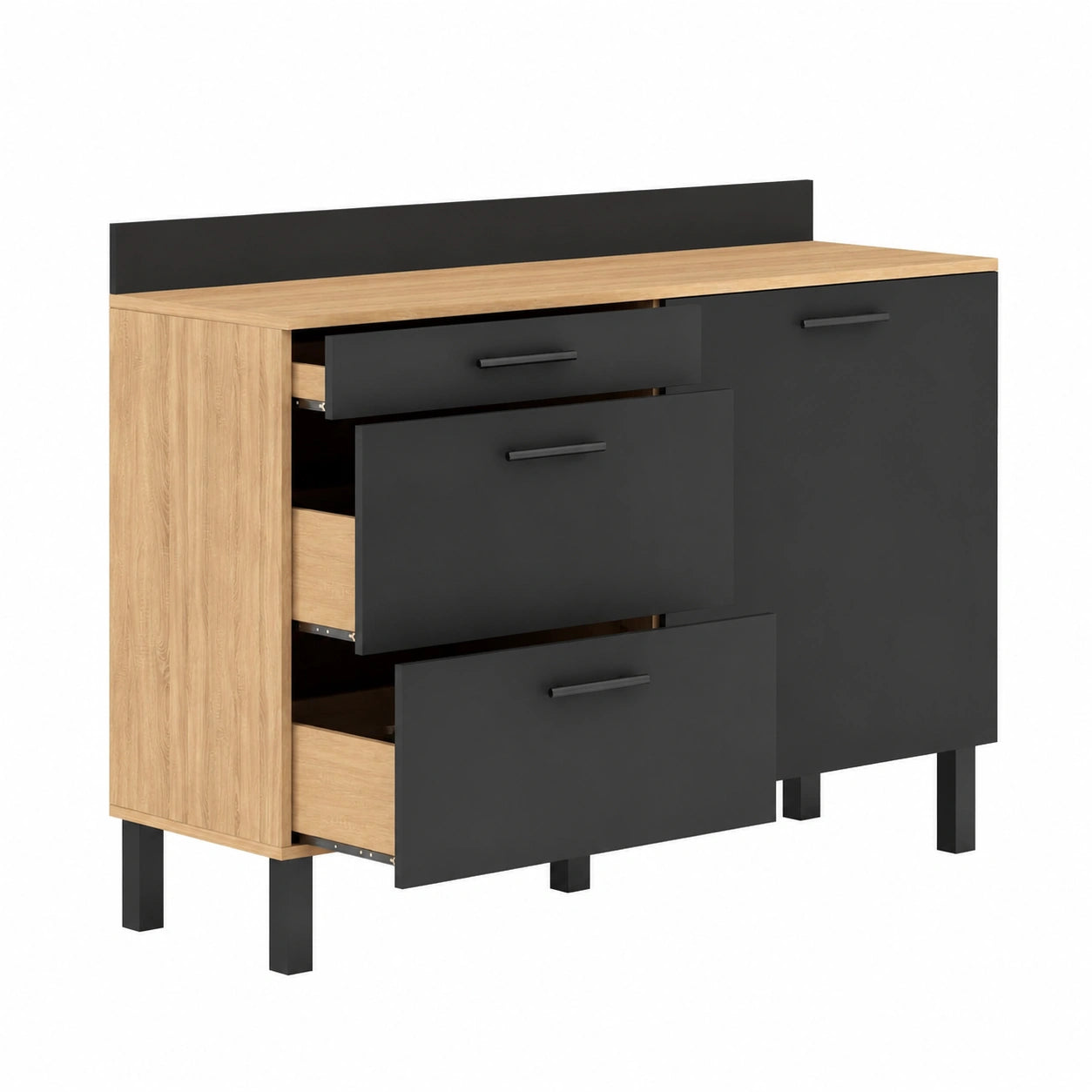 Buffet, avec tiroirs, avec portes, coloris noir, pour la salle à manger ou le salon