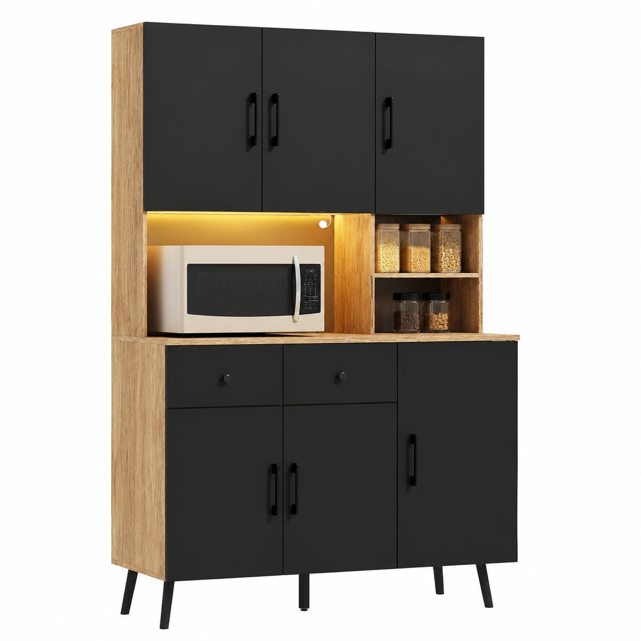 Buffet, réglable, avec rangement, avec tiroirs, coloris noir, 100 x 40 x 176 cm, pour la salle à manger ou le salon