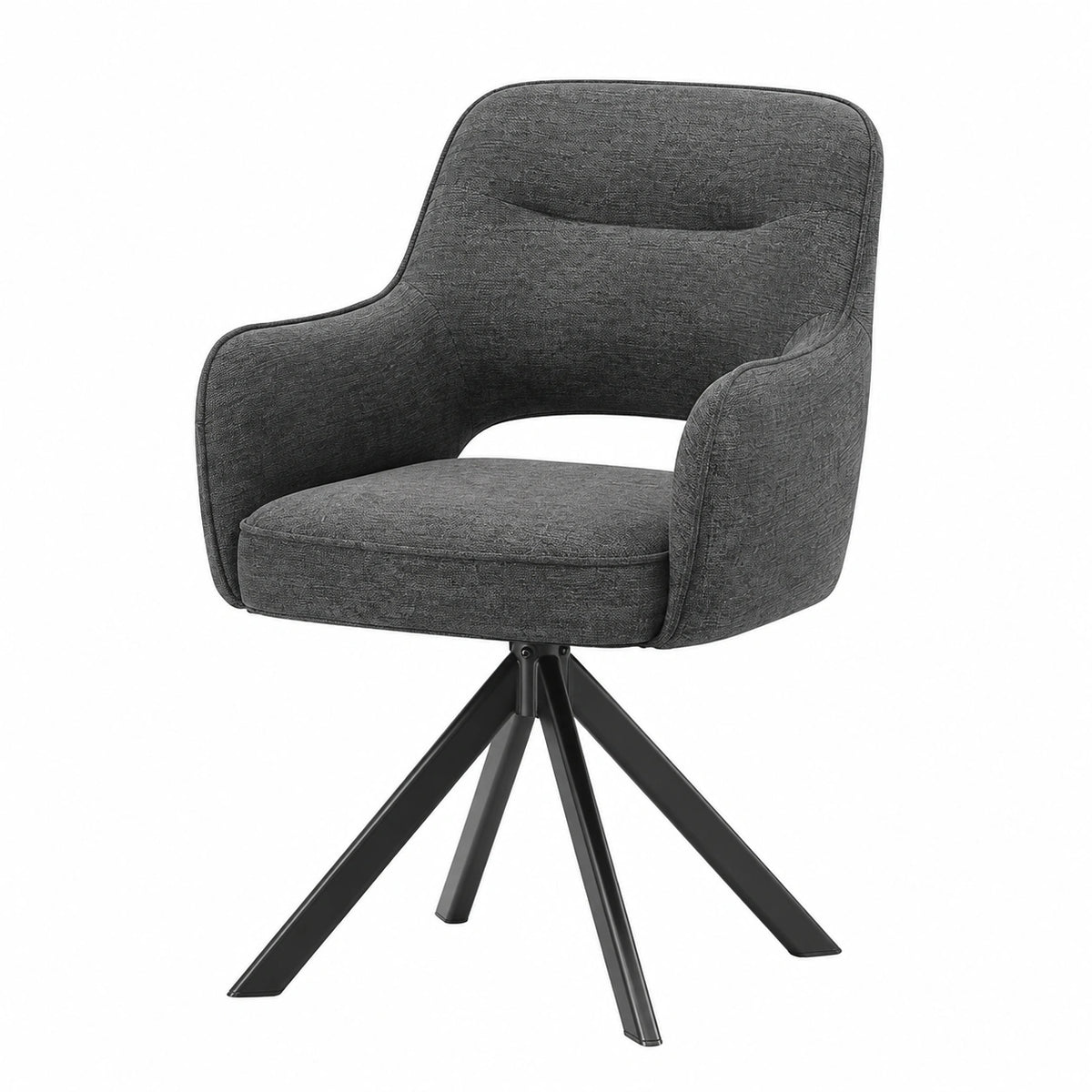 Chaise, pivotant, rembourré, en métal et velours, coloris gris, pour la salle à manger ou la cuisine