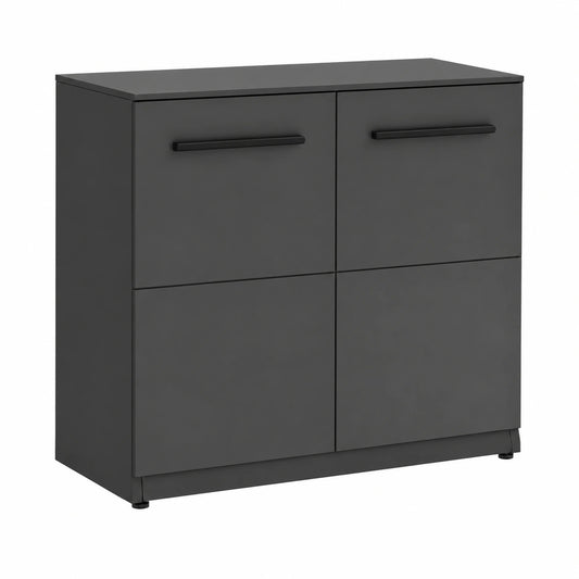 Armoire, avec portes, en acier, coloris noir, 90 x 110 x 60 cm, pour la chambre