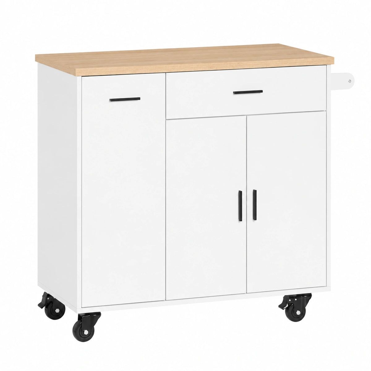 Ensemble de meubles de cuisine, avec rangement, avec tiroirs, sur roulettes, coloris blanc, 105 x 46 x 92 cm, pour la cuisine