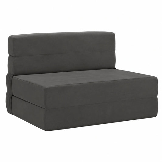 Canapé convertible, en tissu, pliable, réglable, coloris gris, 100 x 80 x 60 cm, pour le salon ou la chambre d’amis