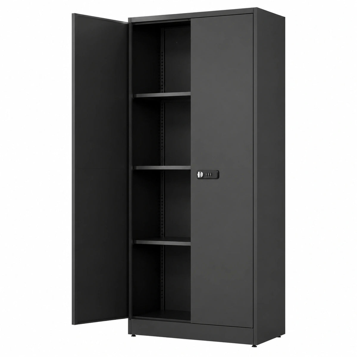 Armoire, en acier, avec rangement, avec portes, coloris noir, 40 x 80 x 180 cm, pour la chambre